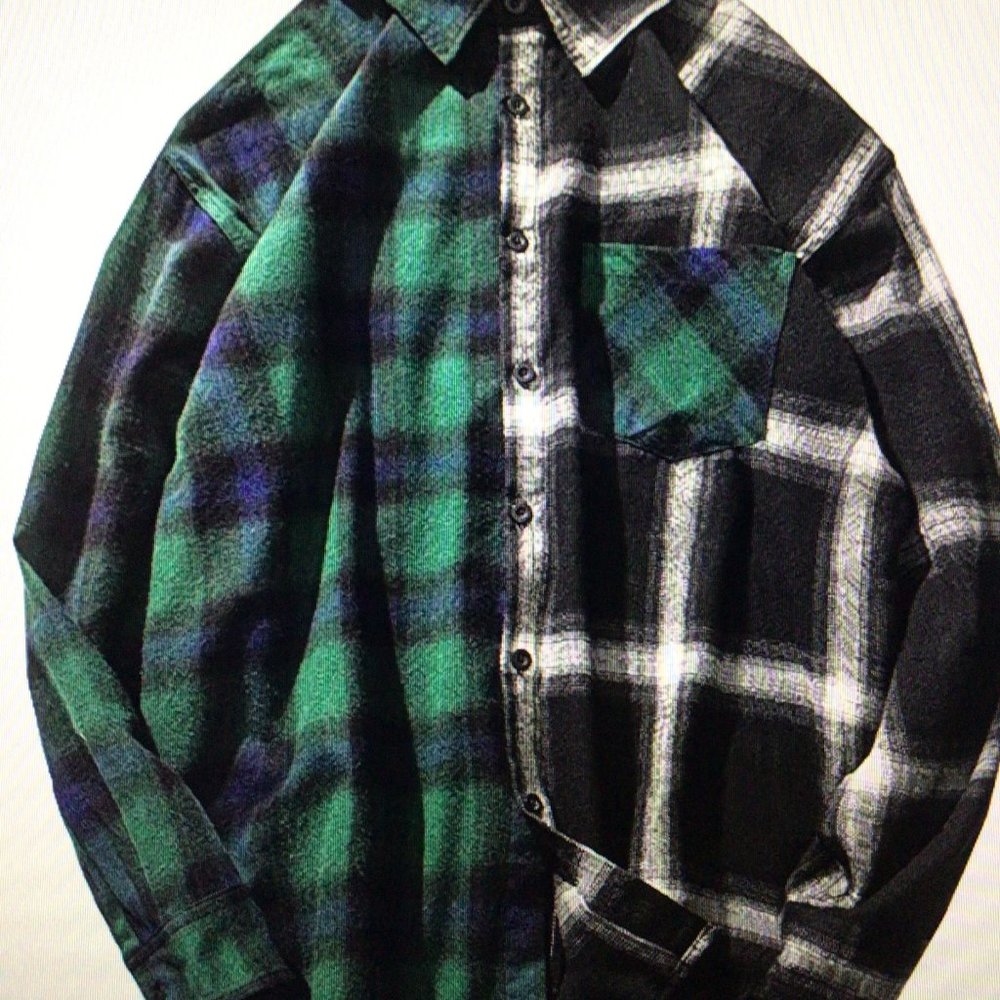 Men's Women Hip Hop Patchwork Button Down Long Sle